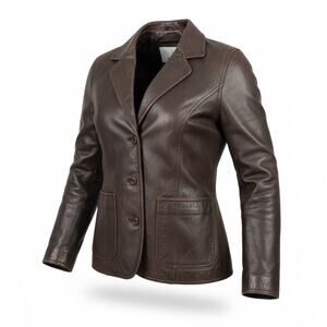 VTG Wilson’s Leather Maxima Brown Blazer Size M Timeless Capsule Wardrobe